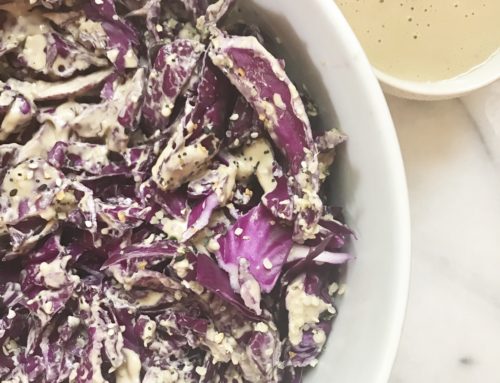 Cabbage and Sesame Seed Salad with Peanut (Nut-Butter) Ginger Dressing